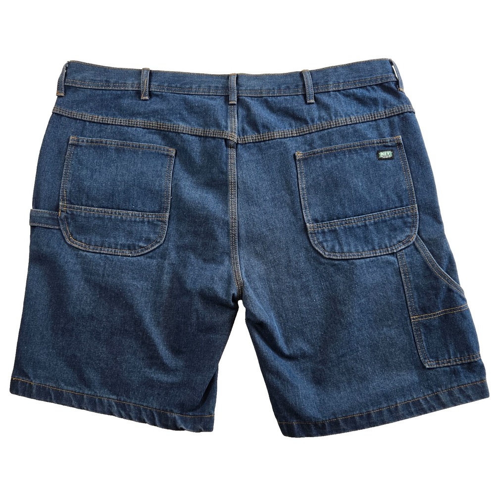 NWOT KEY Mens Sz 44 Blue Denim Carpenter Durable Heavy Duty Work Shorts Pockets - Picture 7 of 8